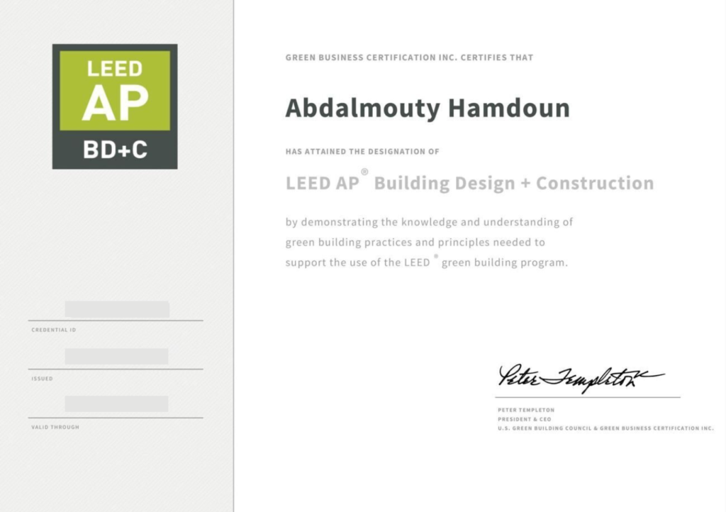 Abdalmouty hamdoun leed ap certificate