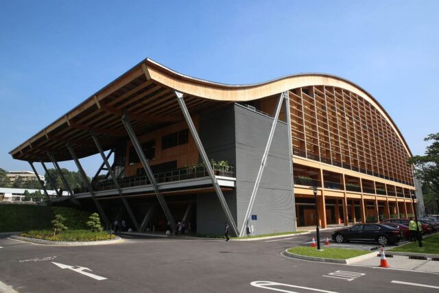 A building made from engineered wood