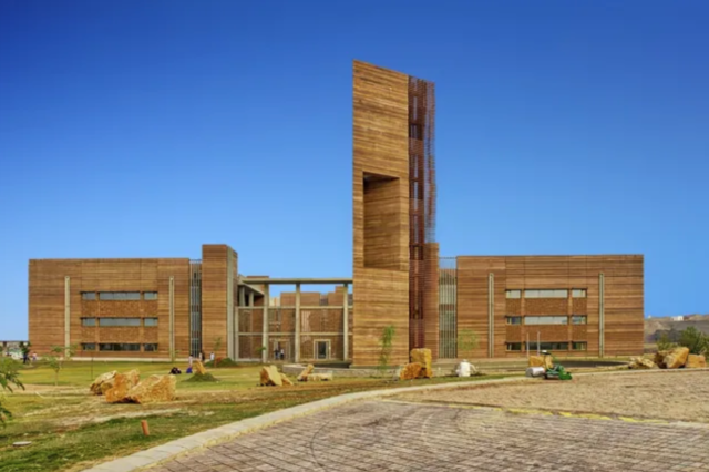 A building constructed with rammed earth technique