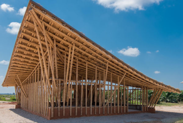 A pavilion made with bamboo
