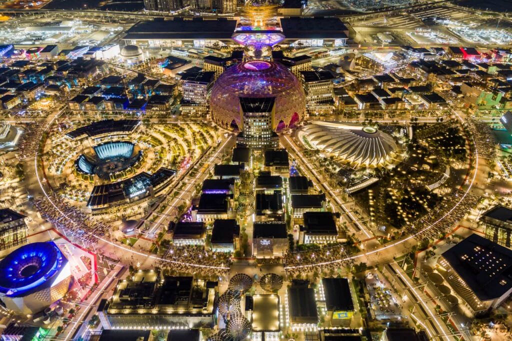 Aerial view of expo 2020 dubai