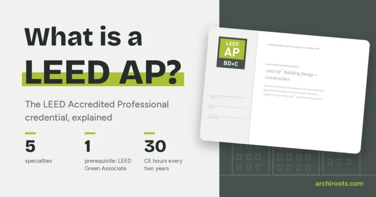 What is a LEED AP? A LEED AP BD+C certificate next to three facts: 5 specialties, 1 prerequisite (the LEED Green Associate) and 30 CE hours every two years
